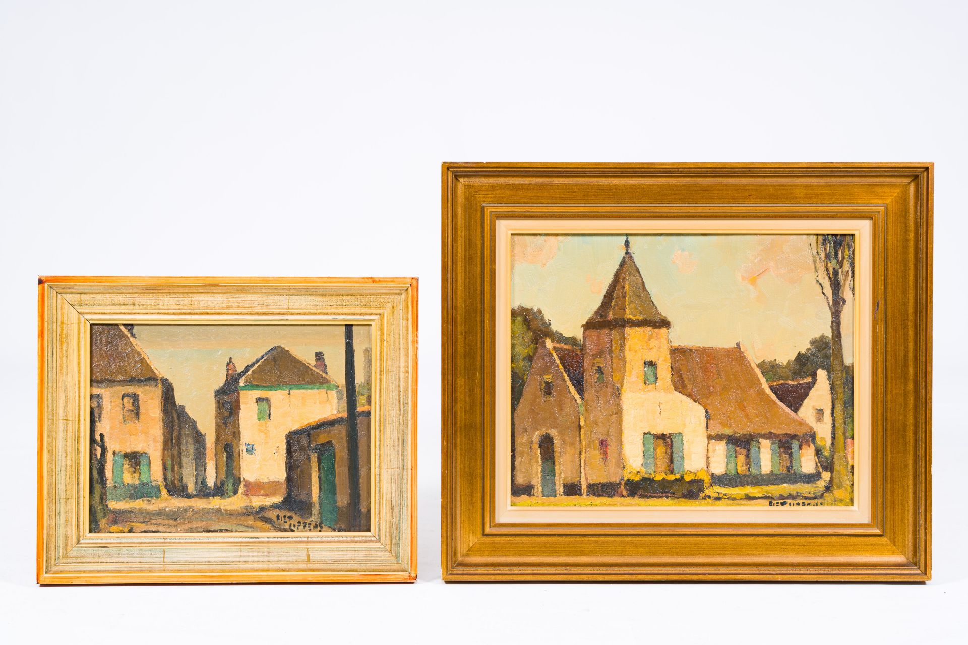 Piet Lippens (1890-1981): Two cityscapes, oil on canvas and oil on canvas marouflated on board