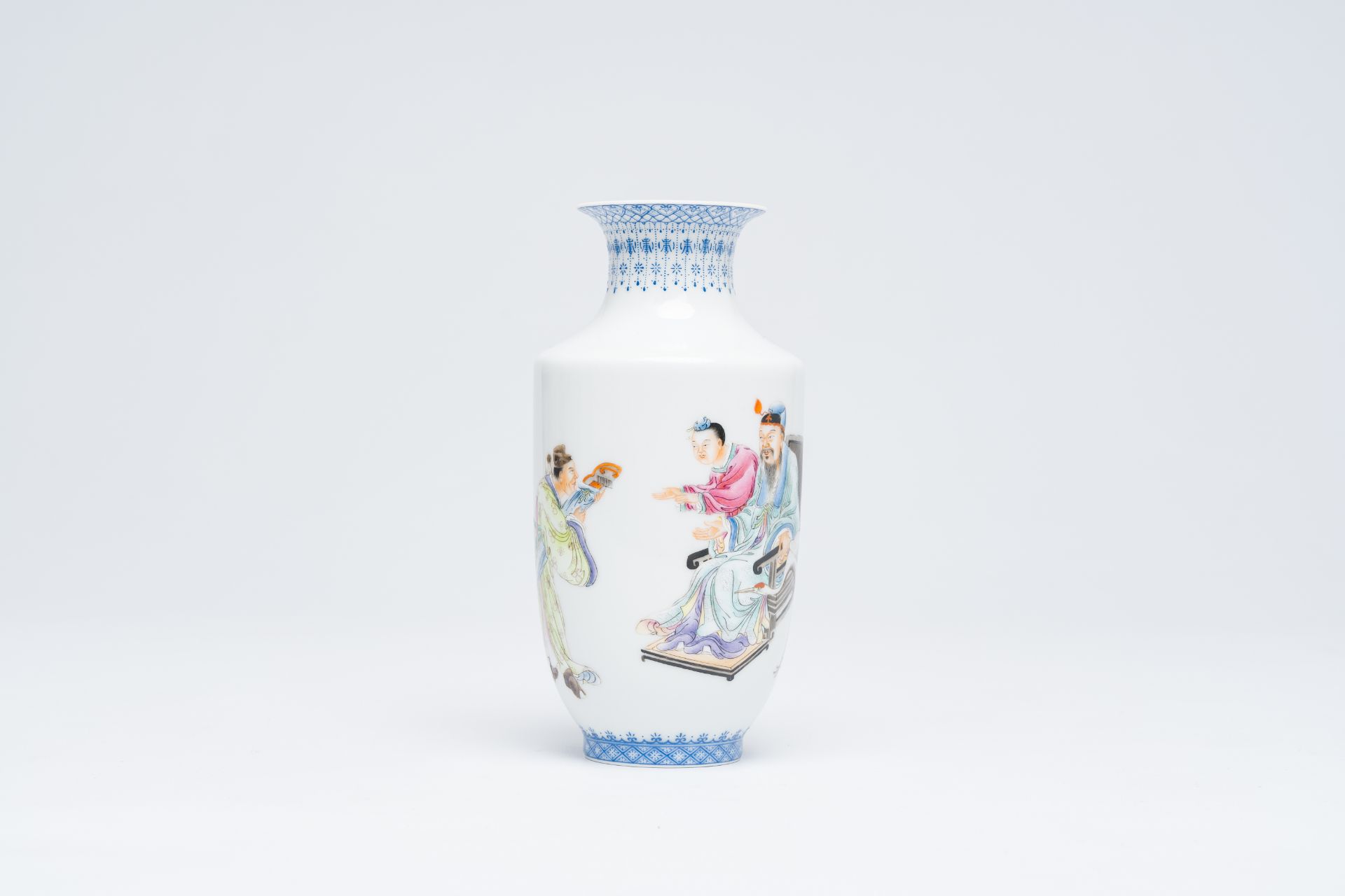 A Chinese famille rose eggshell porcelain vase, Jurentang mark, 20th C.