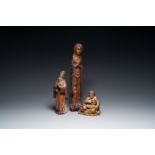 Three religious wood sculptures, France, Germany and Spain, 15th/16th C.