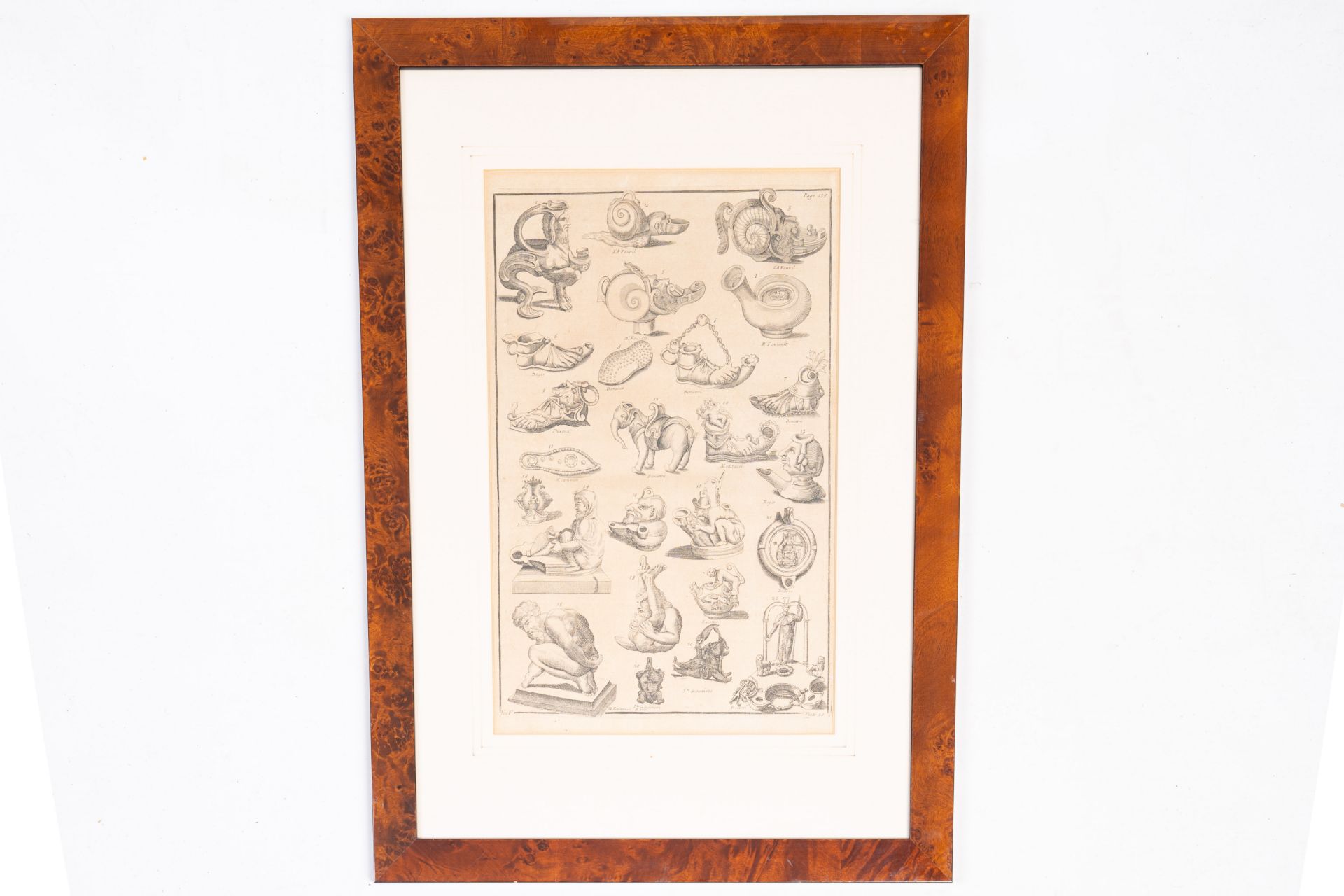 Eight framed engravings with oil lamps from 'L'antiquite expliquee et representee en figures' by Ber - Image 3 of 10