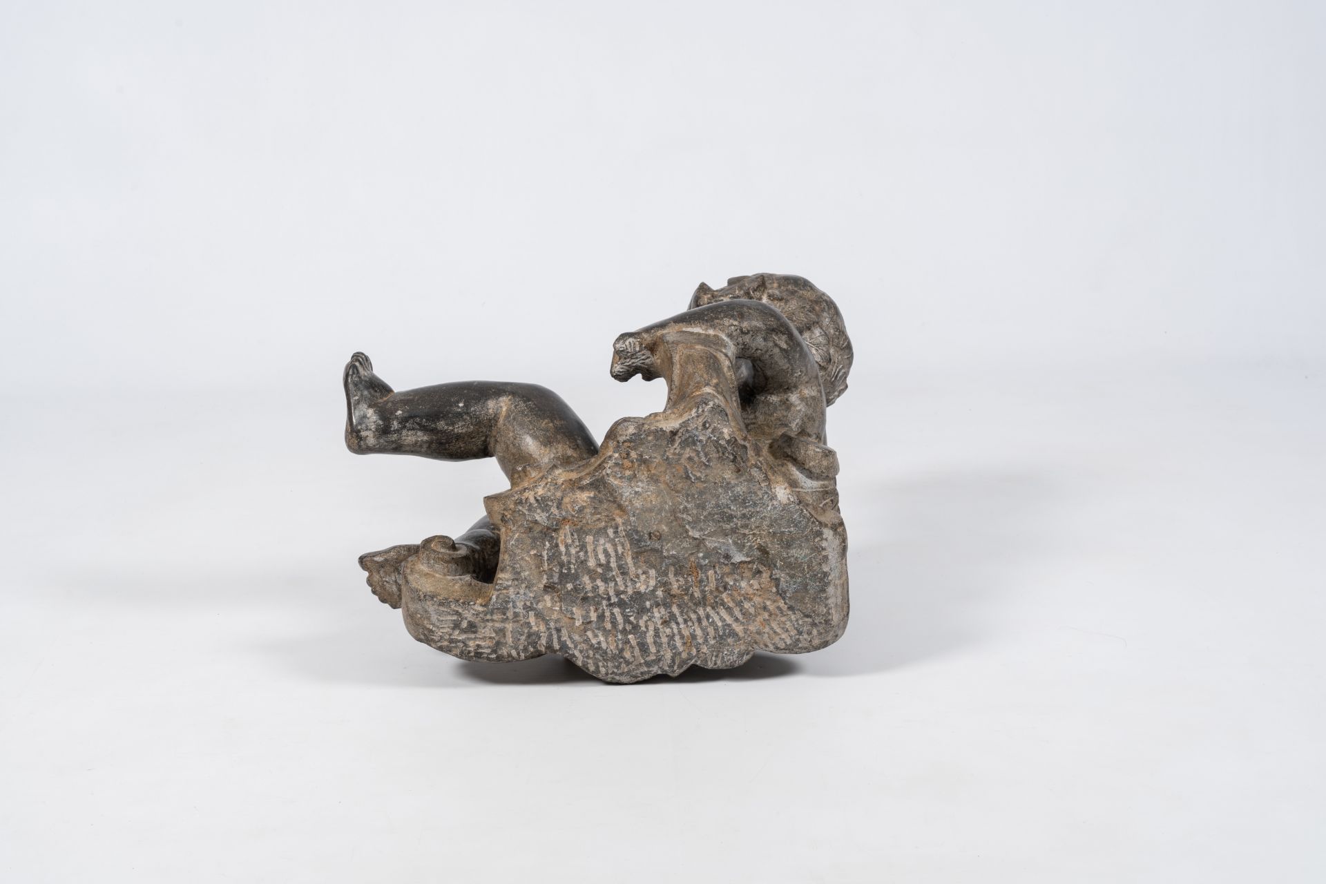 An Italian stone figure of a drunken bacchant, 19th/20th C. - Image 8 of 8