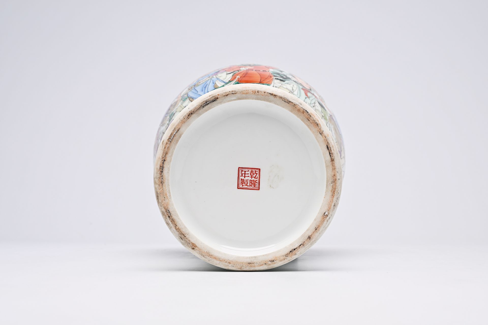 A Chinese polychrome baluster shaped 'Eight Immortals' vase, Qianlong mark, Republic, 20th C. - Image 11 of 20