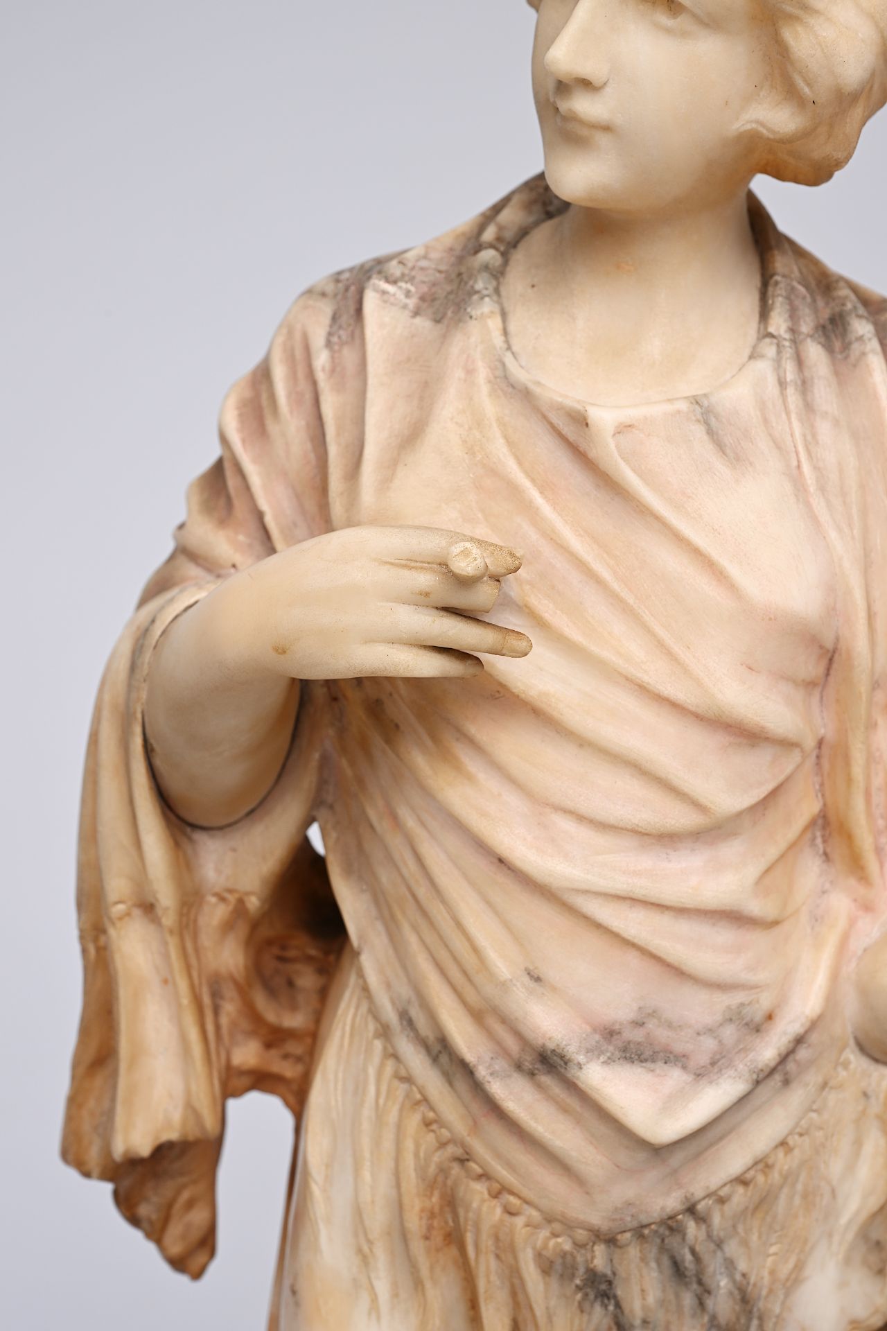 European school: High society lady in going out clothes, alabaster, first half 20th C. - Image 10 of 13