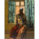 Floris Jespers (1889-1965): Portrait of a seated Congolese lady, oil on canvas, dated (19)57