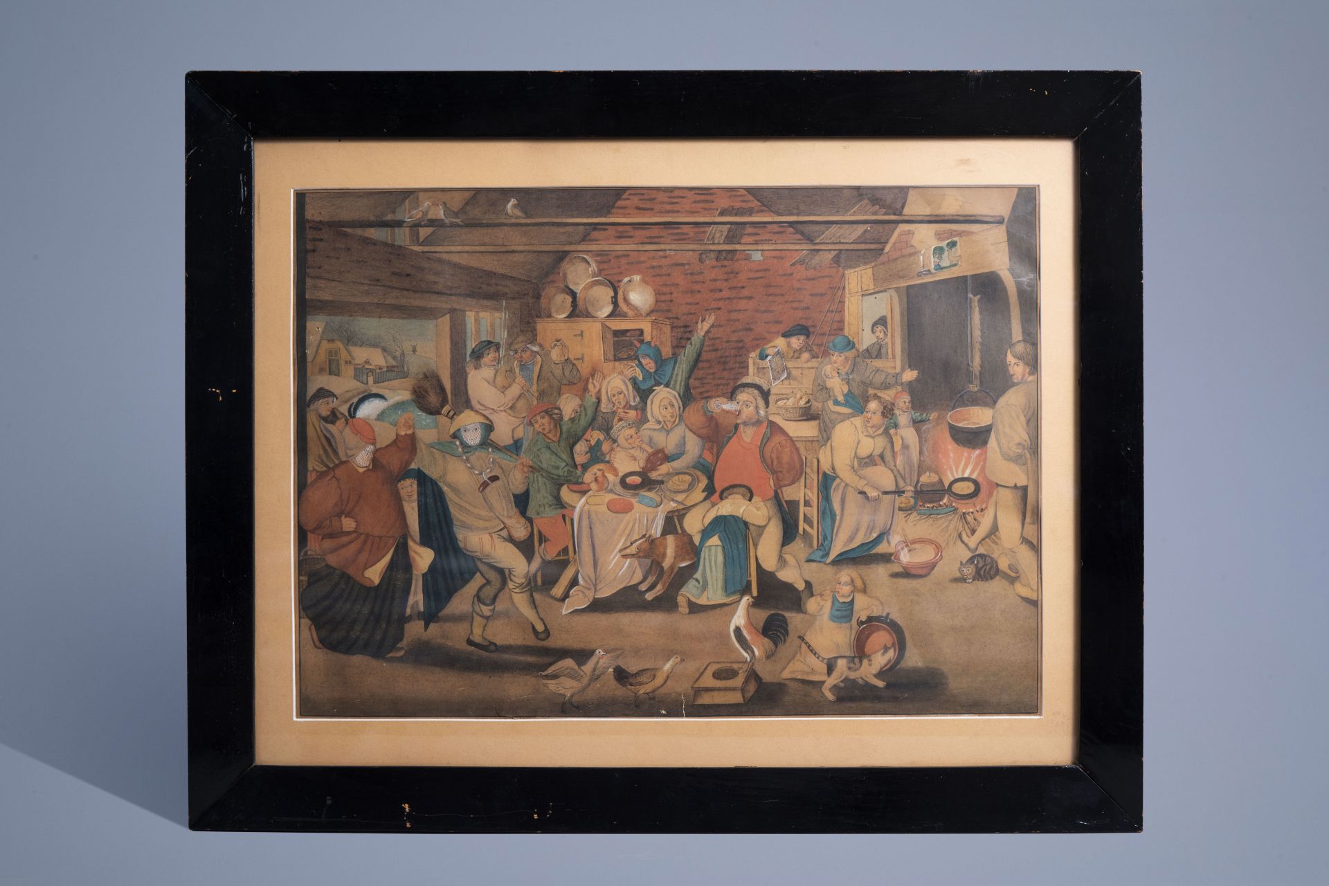 Flemish school, after Pieter Brueghel II (1564-1638): Peasants making merry in an interior, watercol - Bild 2 aus 4