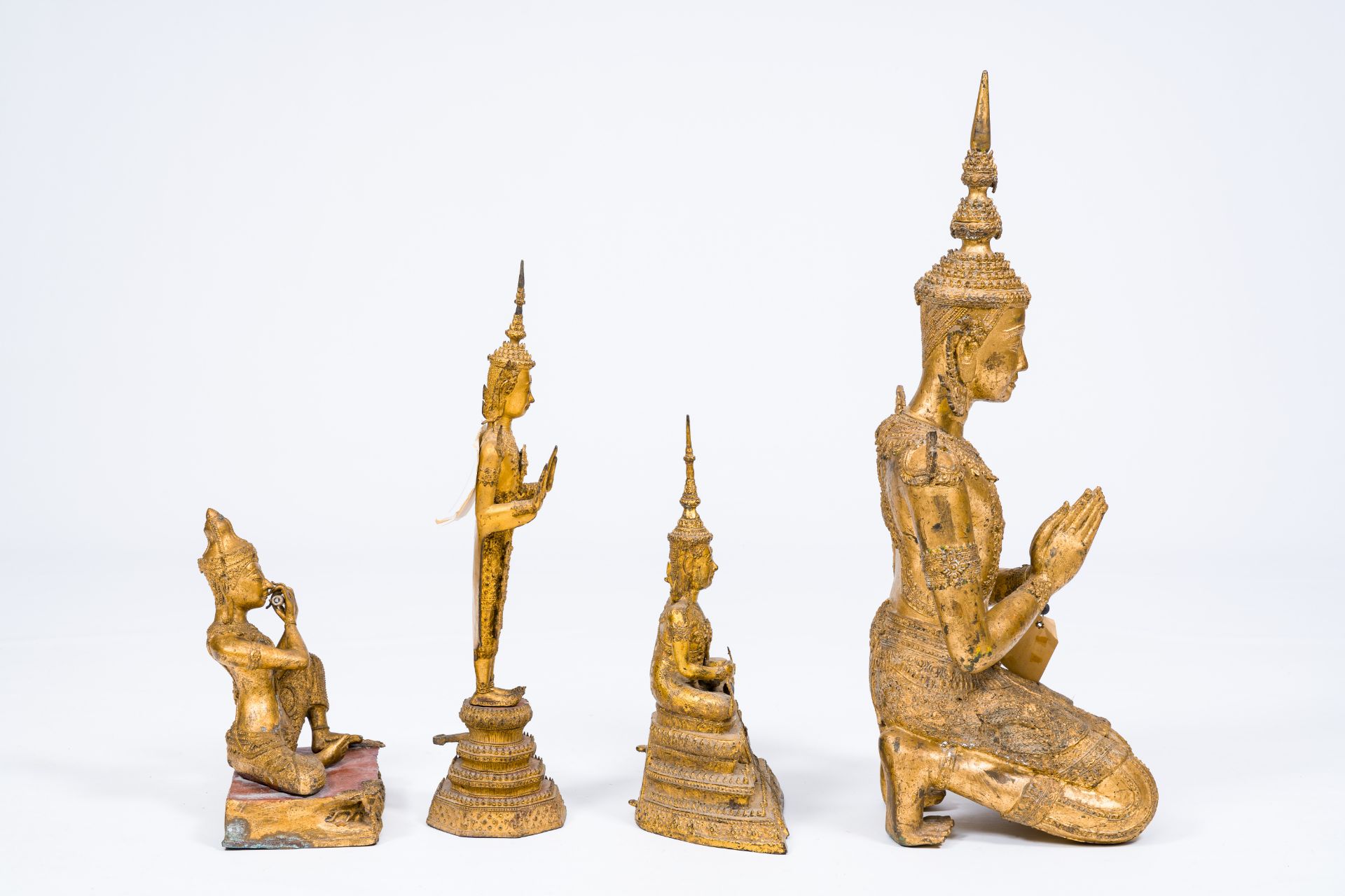 Four large Thai gilt bronze sculptures, Rattanakosin, 19th/20th C. - Bild 5 aus 7