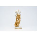 A lady with an angel in partly gilt Capodimonte porcelain, Italy, 20th C.