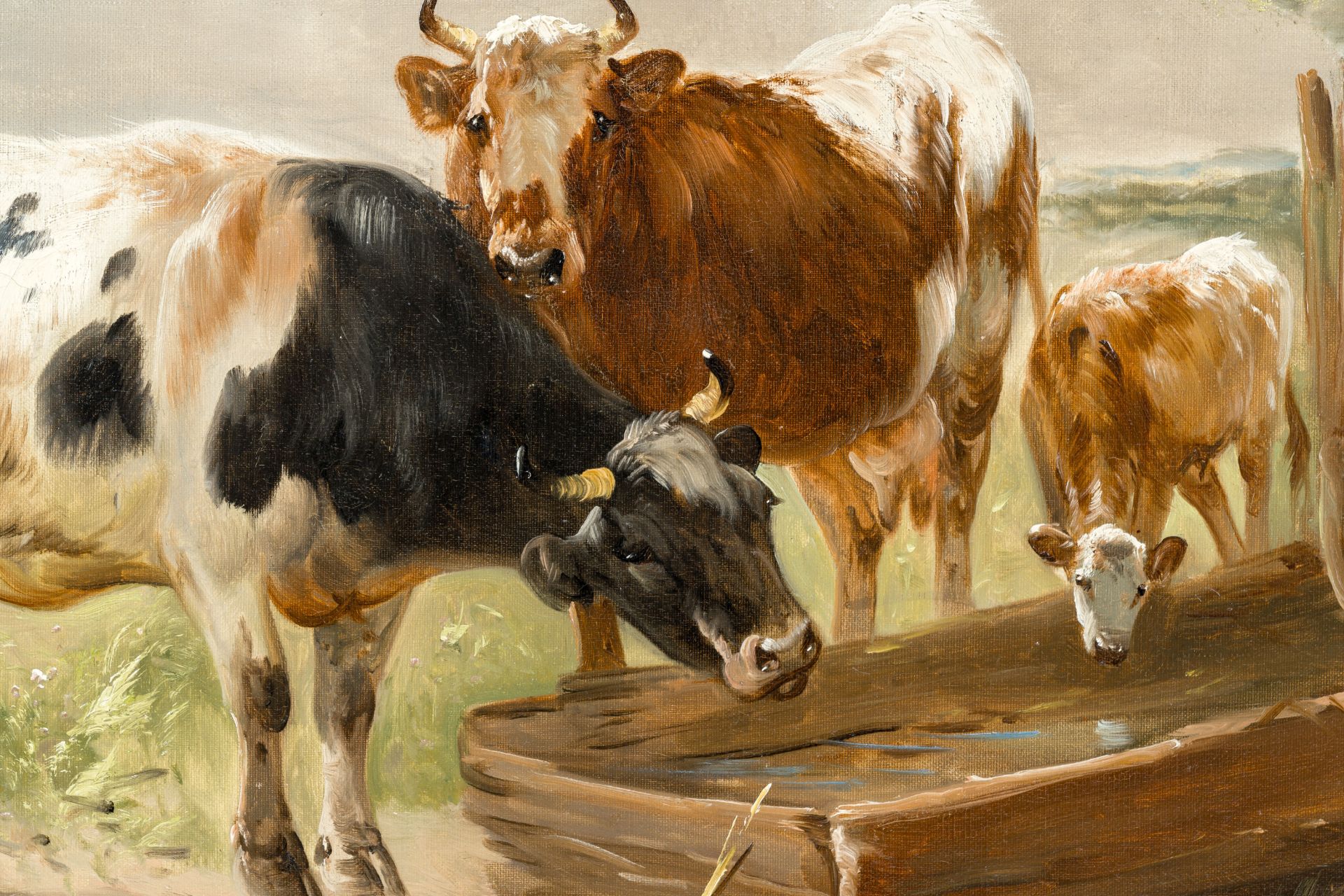 Henry Schouten (1857-1927): Cows in a landscape, oil on canvas - Image 5 of 5