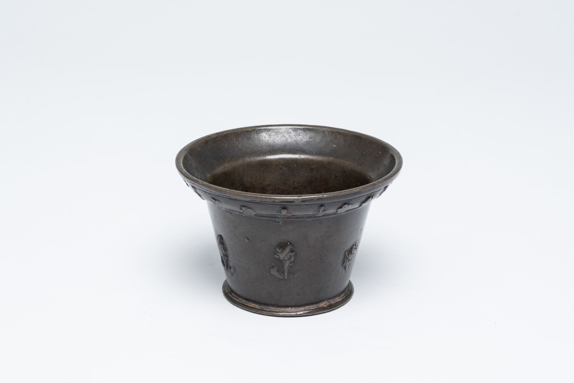 A French bronze 'mascarons' mortar, probably Lyon, 17th C.