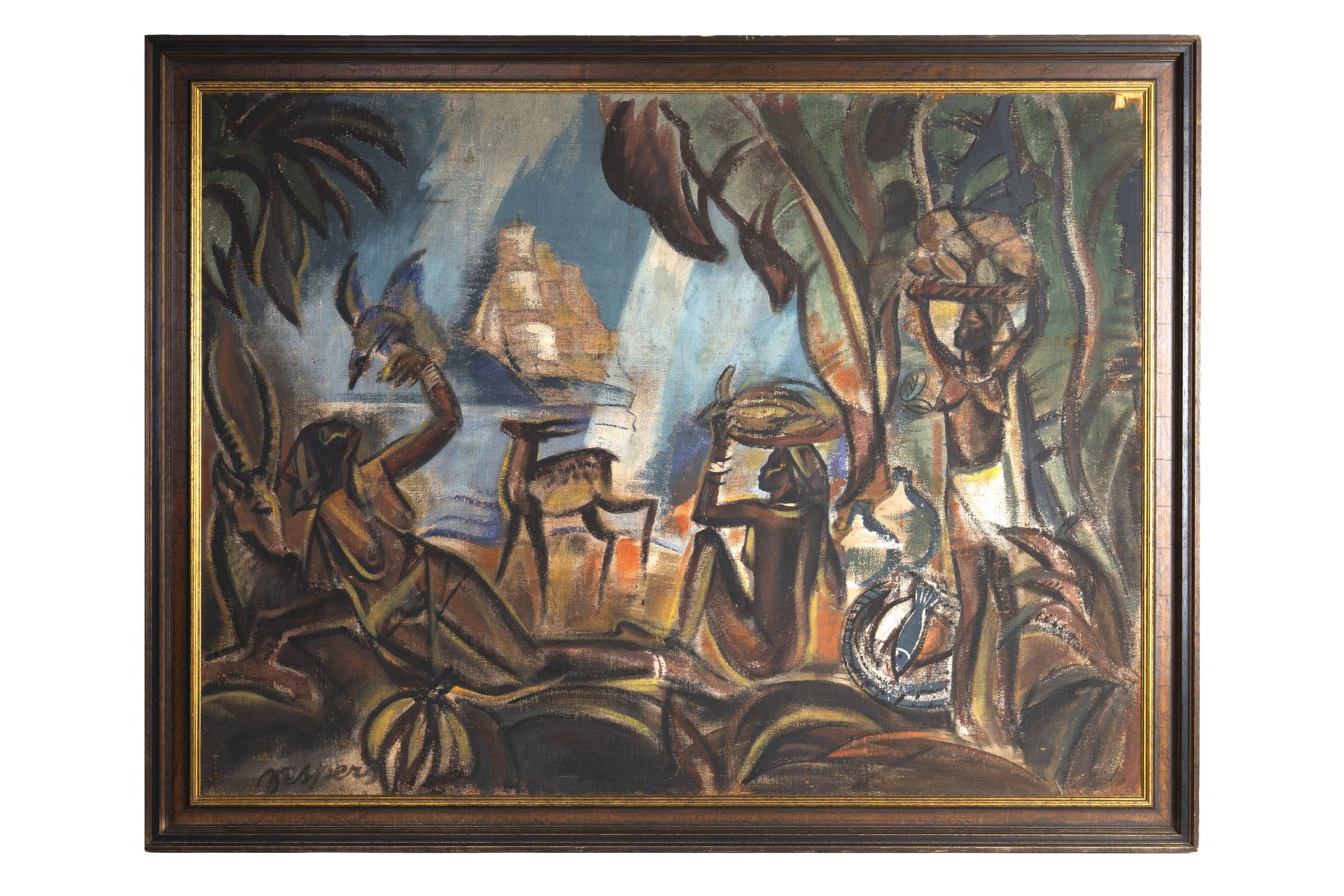 Floris Jespers (1889-1965): The discovery of Africa, oil on canvas marouflated on board - Image 2 of 4