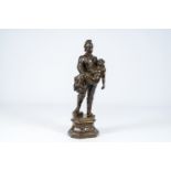 Charles Jean-Baptiste Van Pottelsberghe (1853-1902): The fireman, brown patinated bronze, with dedic