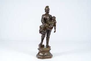 Charles Jean-Baptiste Van Pottelsberghe (1853-1902): The fireman, brown patinated bronze, with dedic
