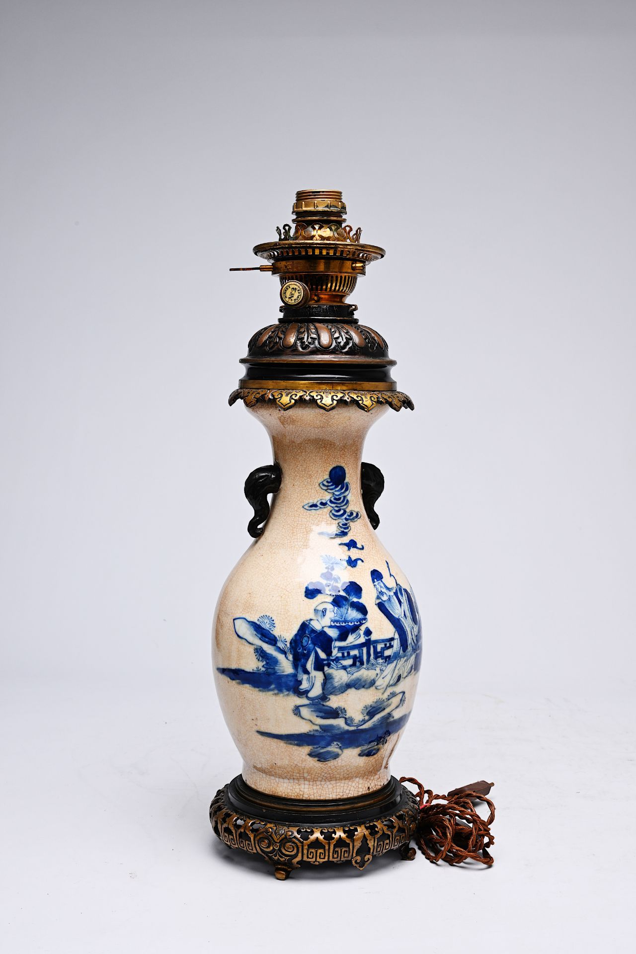 A Chinese blue and white Nanking crackle glazed vase with an immortal and his servant mounted as a l - Image 19 of 20