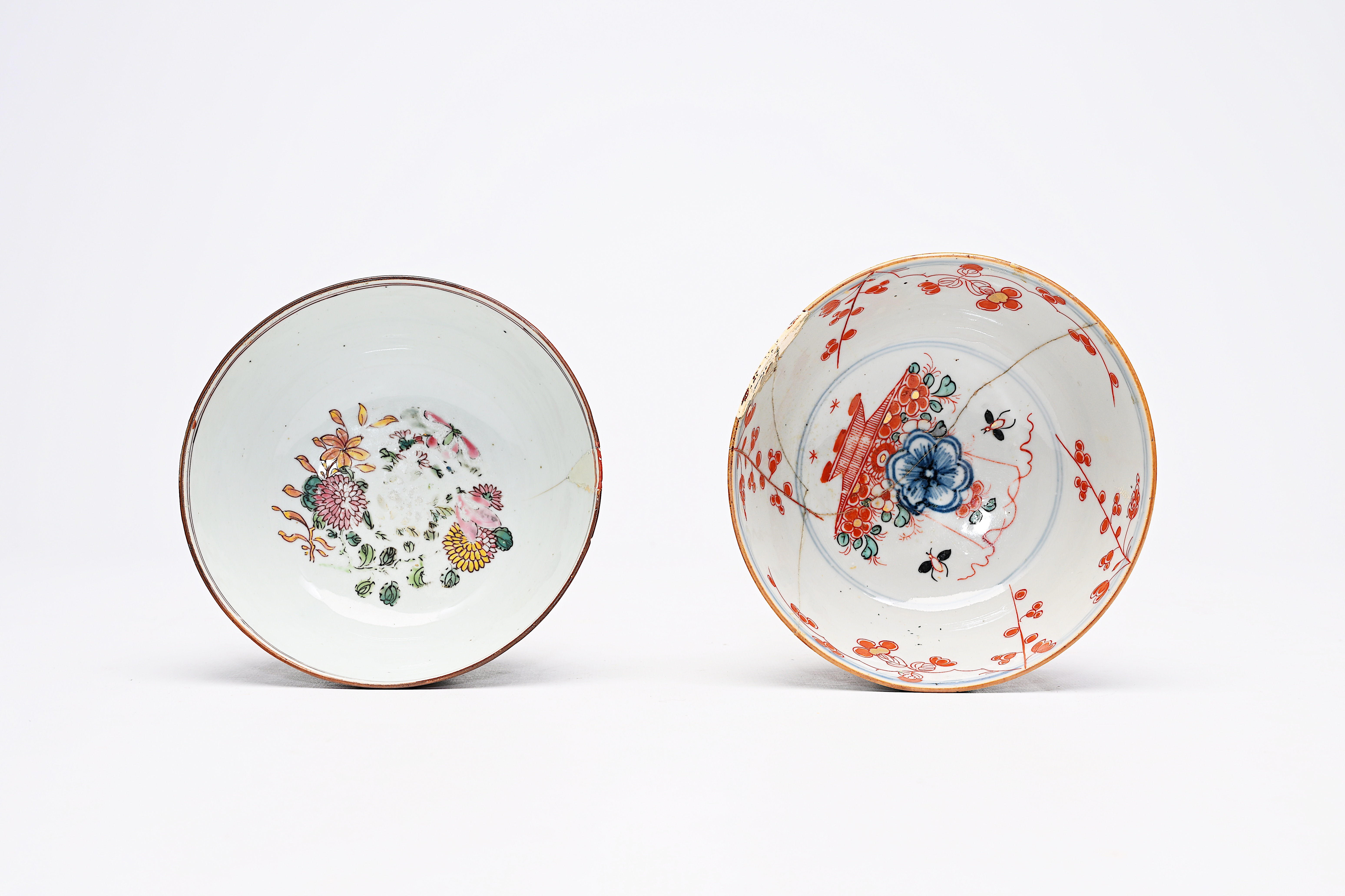 Eight Chinese famille rose, Imari style and Amsterdams bont cups and bowls, Yongzheng/Qianlong - Image 8 of 12