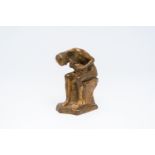 Constant Montald (1862-1944): A seated young man with a jug, patinated plaster, dated 1900