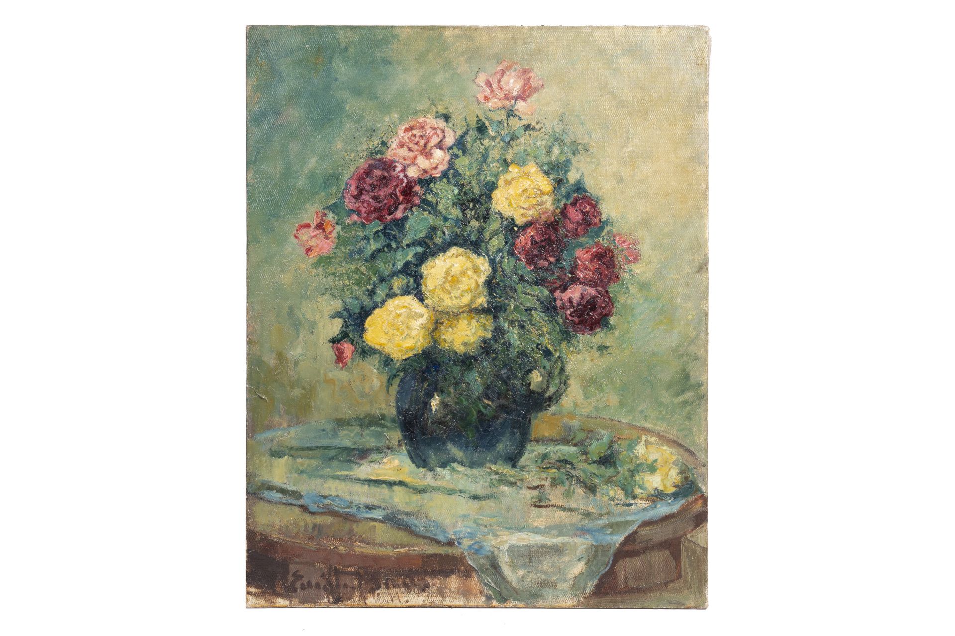 Emile Baes (1879-1954): Still life of flowers, oil on canvas - Bild 2 aus 6