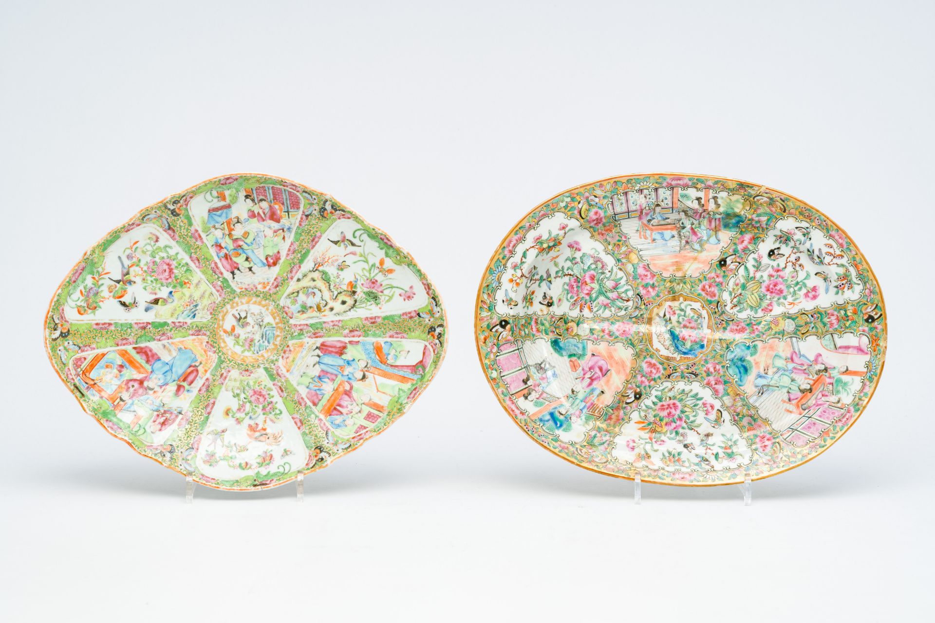 A varied collection of Chinese Canton famille rose plates and dishes, 19th/20th C. - Image 2 of 9