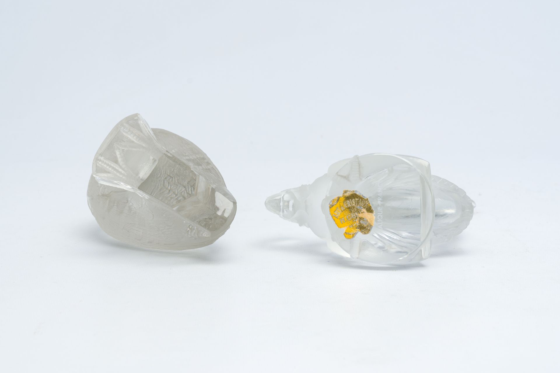 Two glass models of a rooster and a quail, marked Lalique France, 20th C. - Image 7 of 8