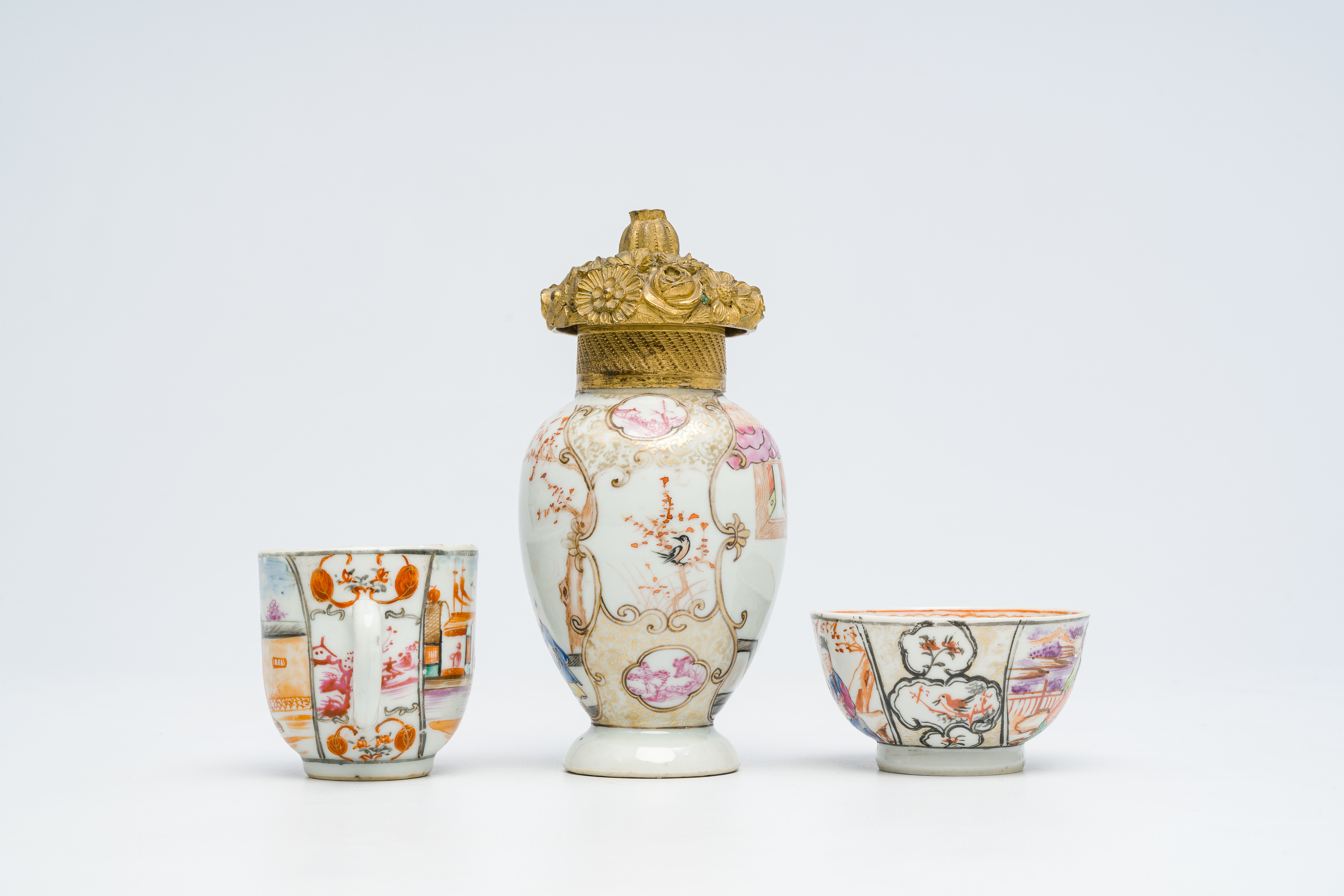 Four Chinese famille rose 'mandarin subject' wares, Qianlong - Image 7 of 10
