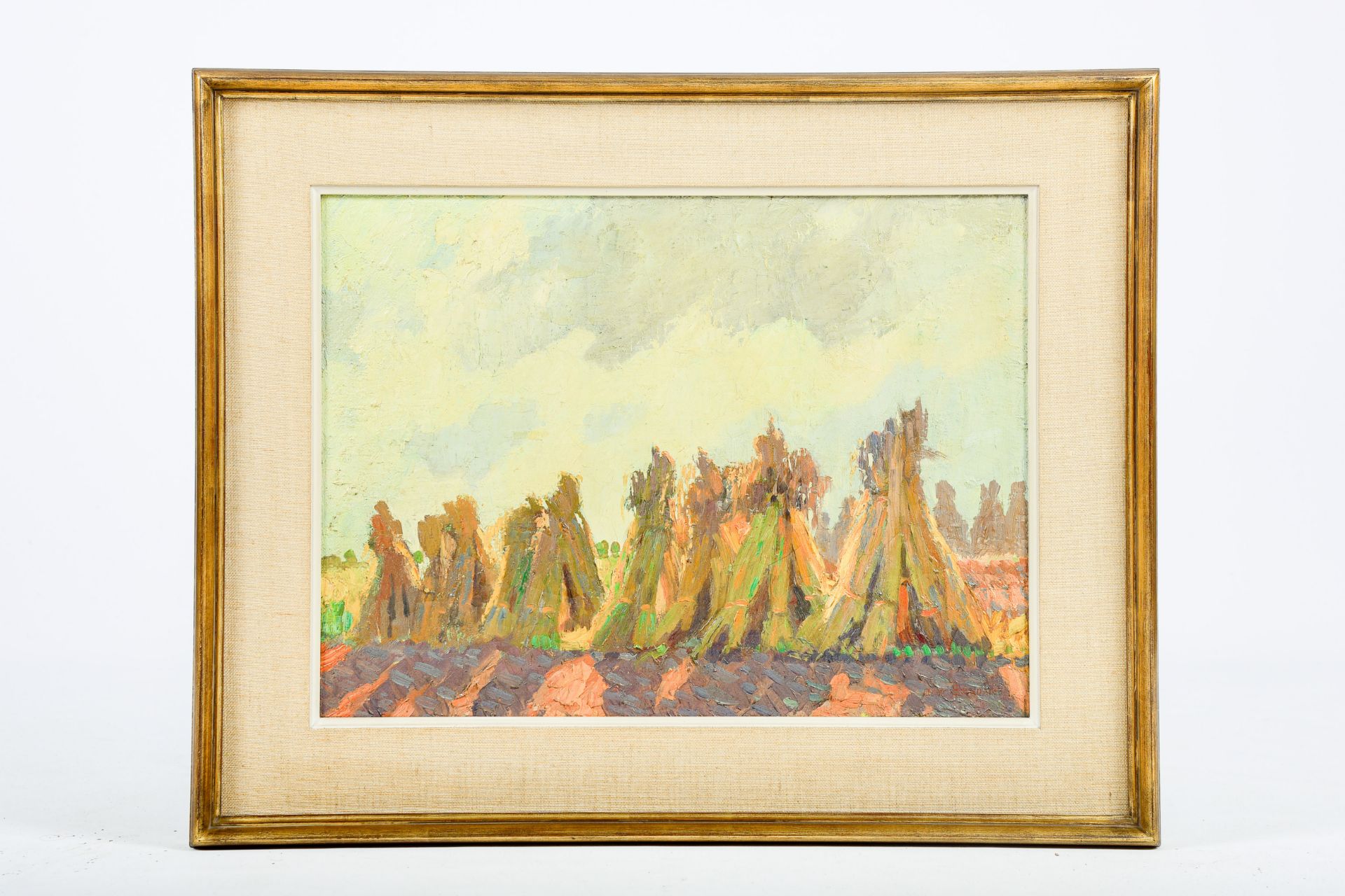 Octave Soudan (1872-1948): Sheaves of grain in the field, oil on canvas - Bild 2 aus 5