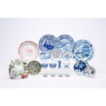 A varied collection of Chinese blue, white, famille rose and Imari style porcelain, 18th C. and late
