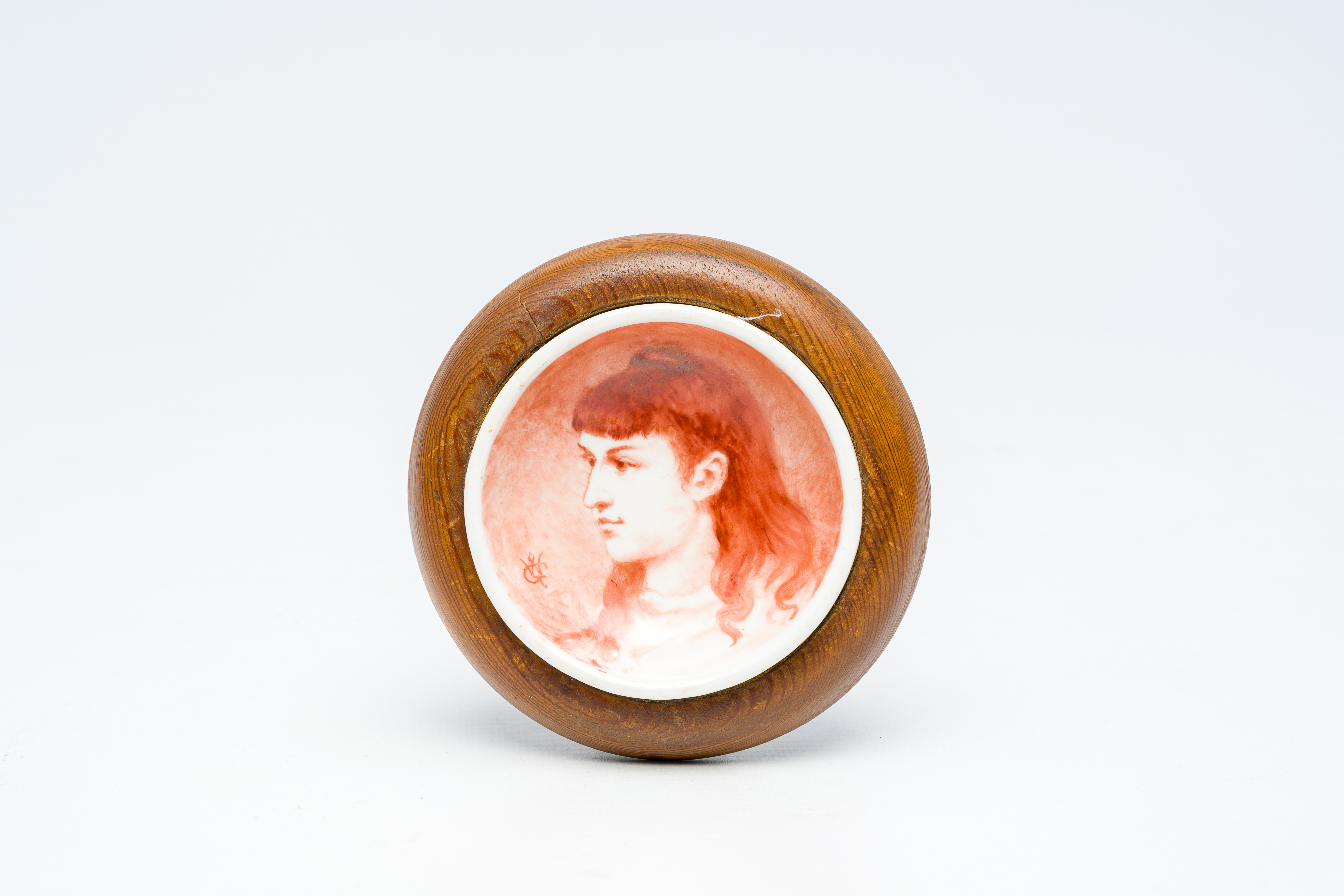 Willem Geets (1838-1919): Portrait of a lady, porcelain