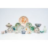 A varied collection of Chinese famille rose, verte, Imari style, iron-red and monochrome porcelain,