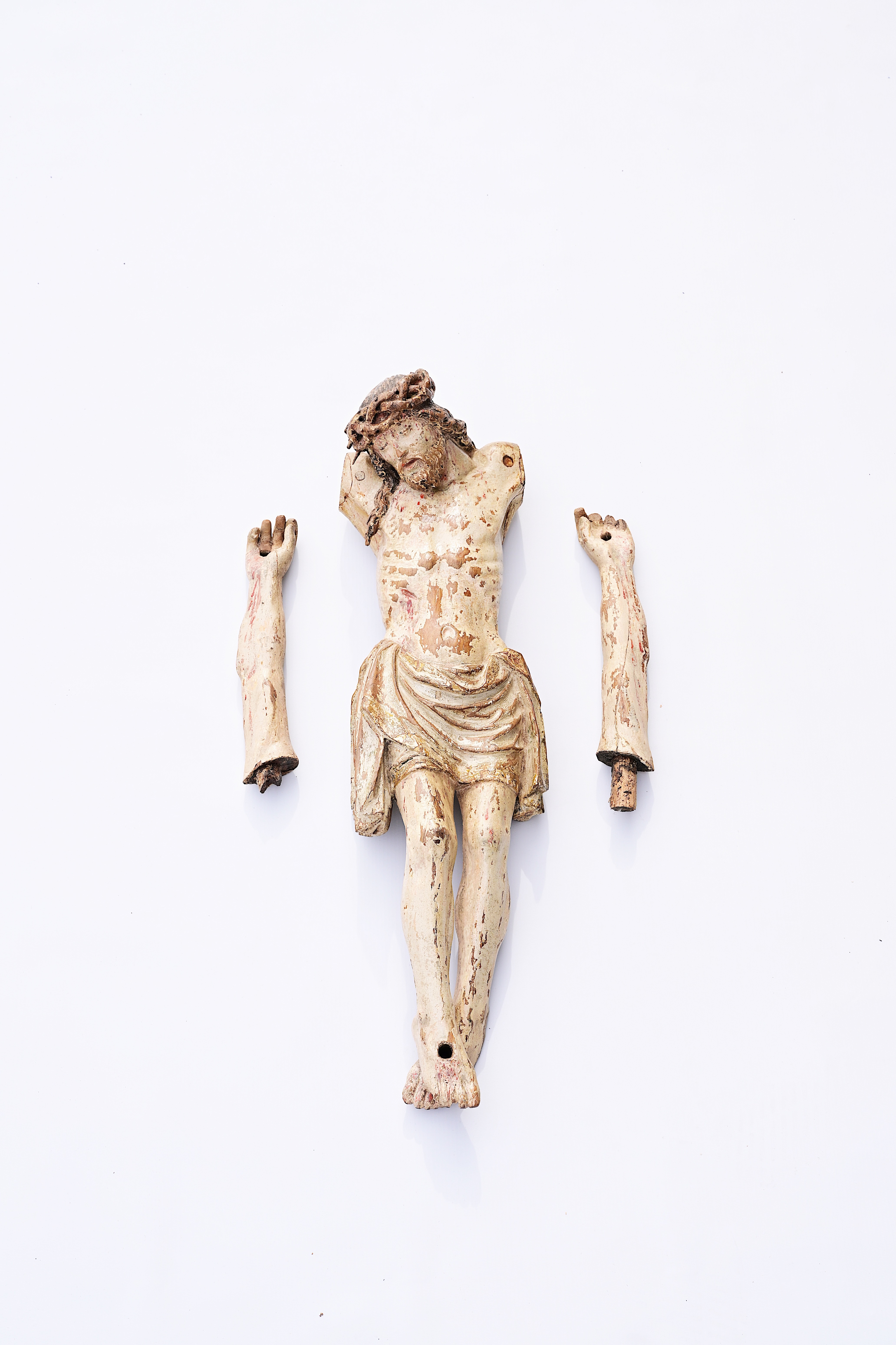 A Flemish carved and polychrome painted oak Corpus Christi, 16th C. - Image 3 of 10