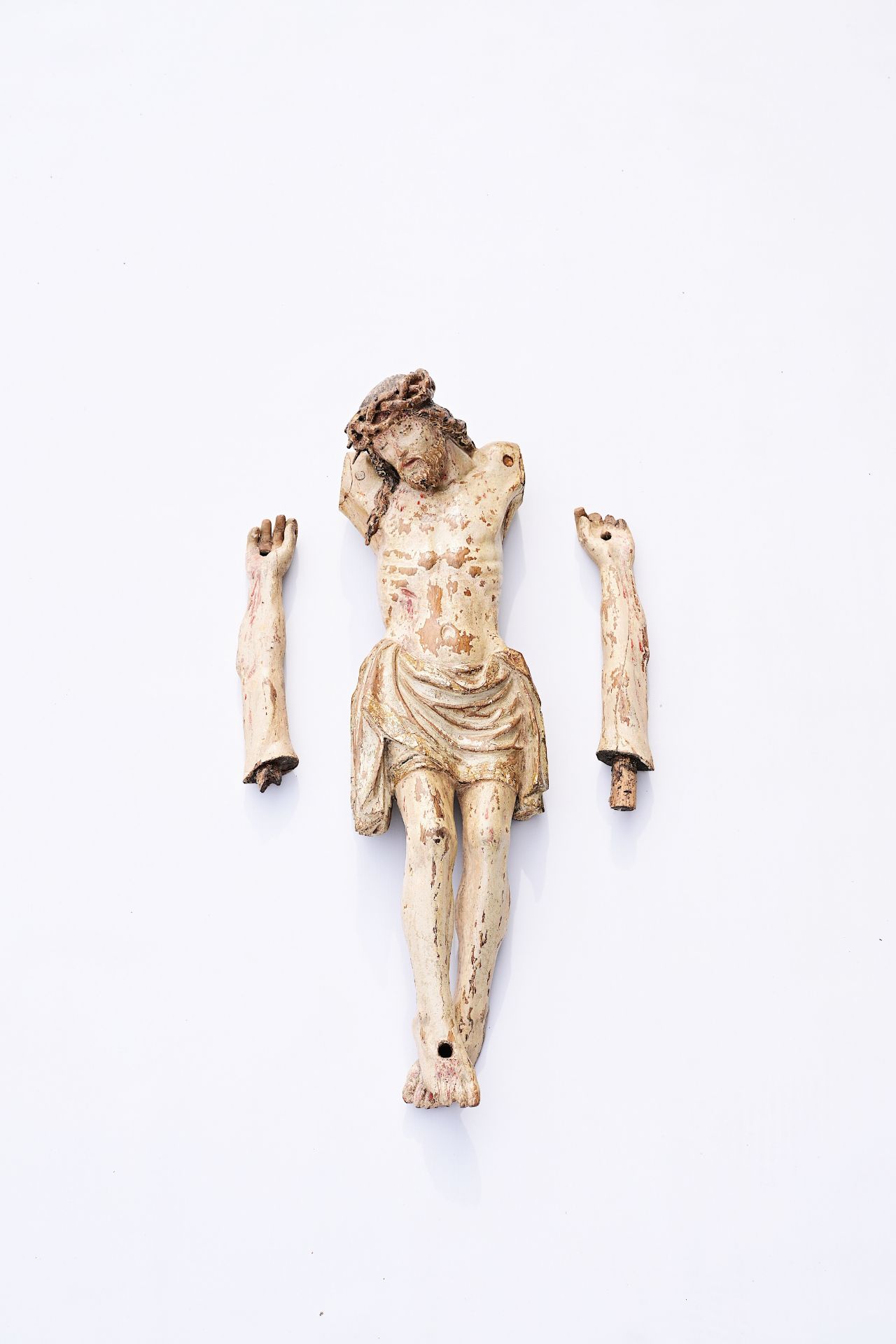 A Flemish carved and polychrome painted oak Corpus Christi, 16th C. - Image 3 of 10