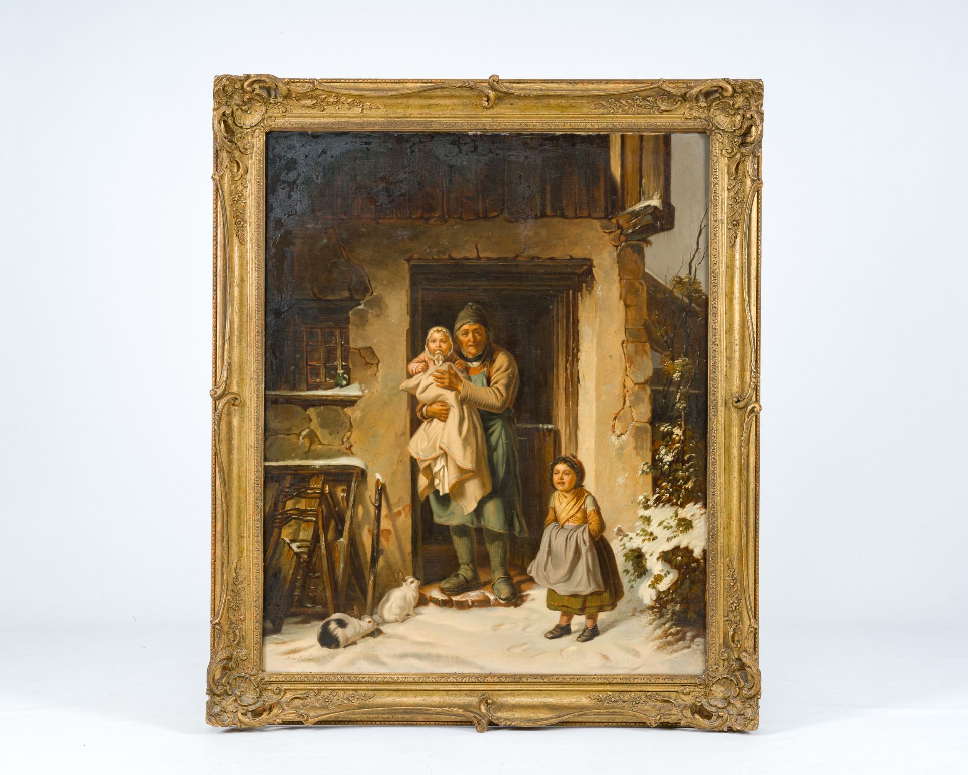 Alexis De Leeuw (1822-1900): Family happiness, oil on canvas - Image 2 of 7