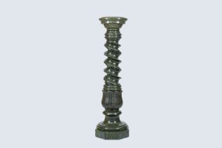 A twisted vert de mer marble pedestal, 19th/20th C.