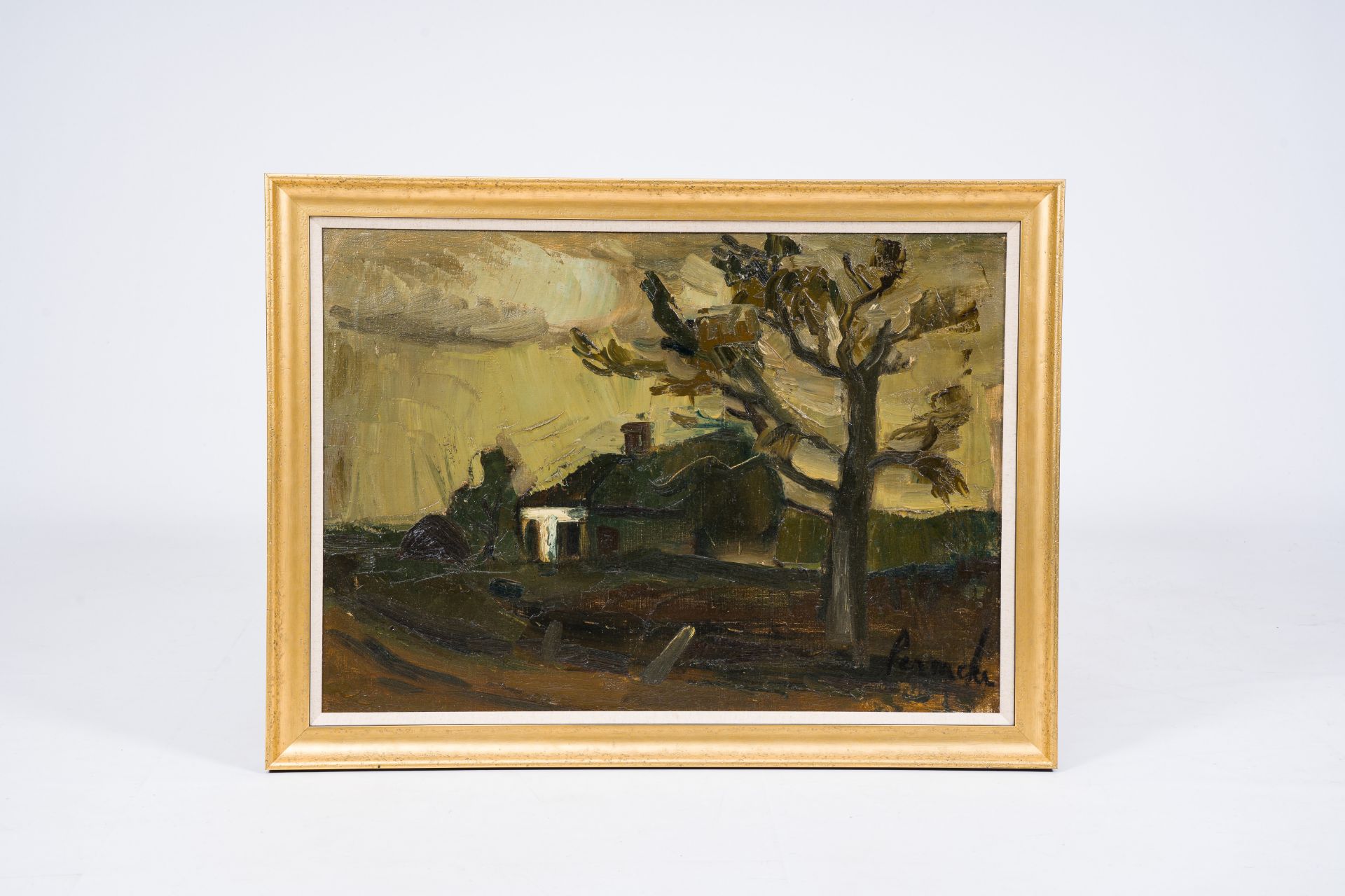 Constant Permeke (1886-1952): Landscape with farm, oil on canvas - Image 2 of 4