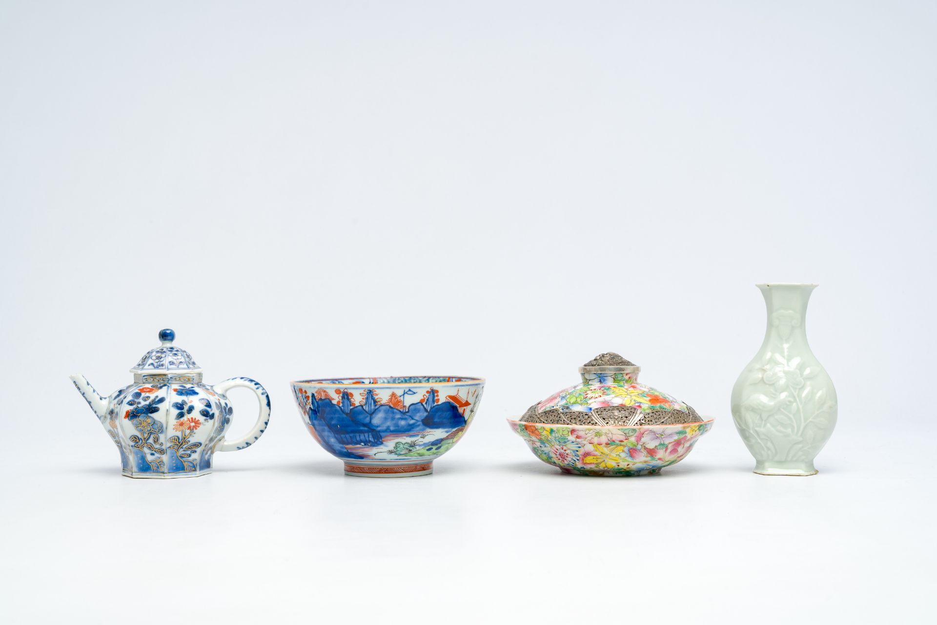 A varied collection of Chinese famille rose, verte, Imari style, iron-red and monochrome porcelain, - Image 8 of 17
