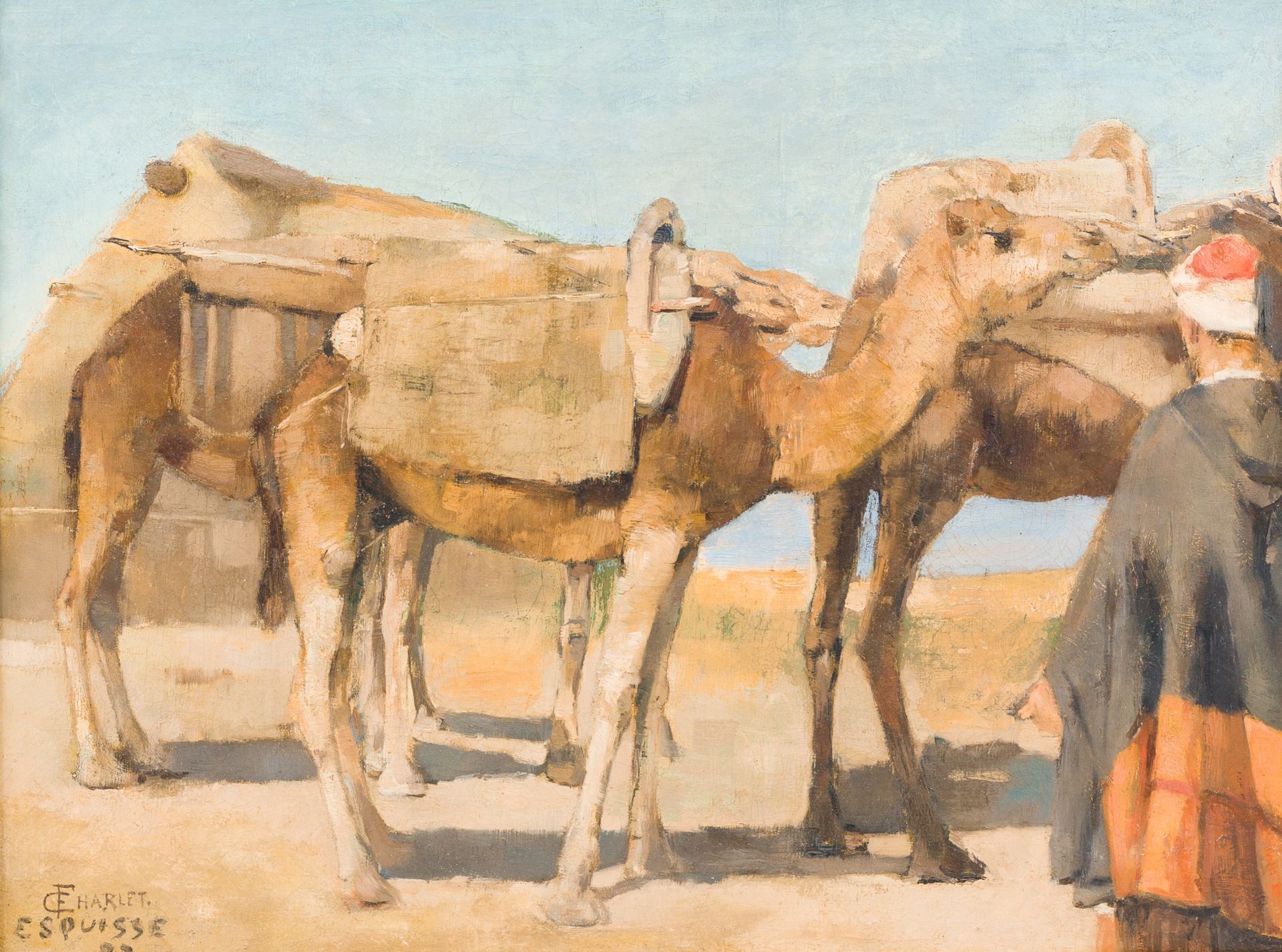 Frantz Charlet (1862-1928): The camel herders, oil on canvas, dated (18)82