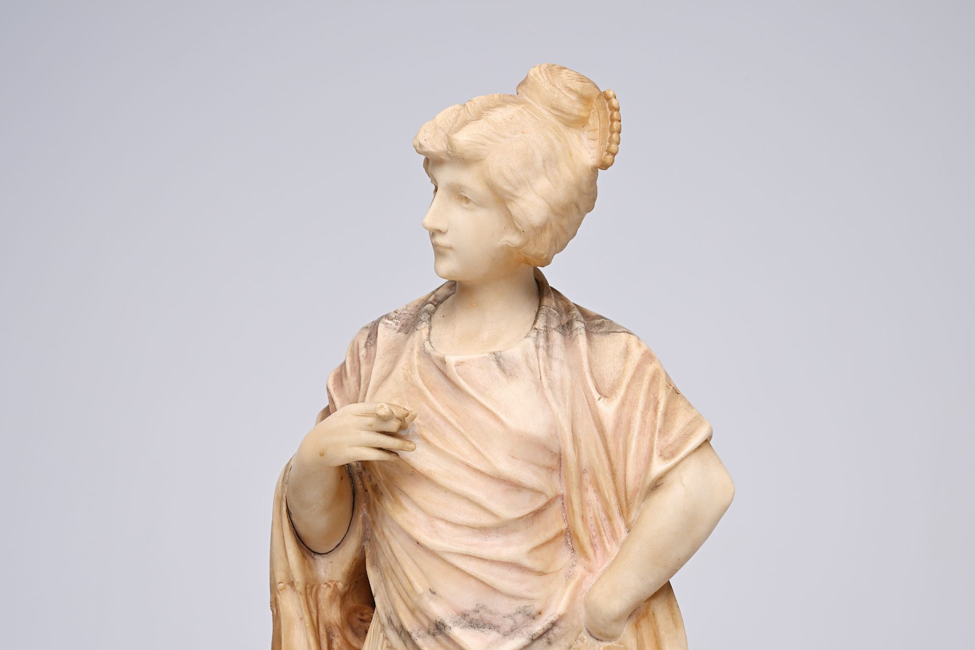 European school: High society lady in going out clothes, alabaster, first half 20th C. - Image 8 of 13