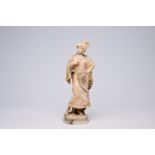 European school: High society lady in going out clothes, alabaster, first half 20th C.