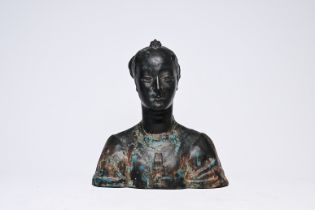 European school: Bust of a lady, patinated terracotta, 19th/20th C.