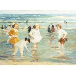 Delsal (?): Children playing on the coast, oil on canvas