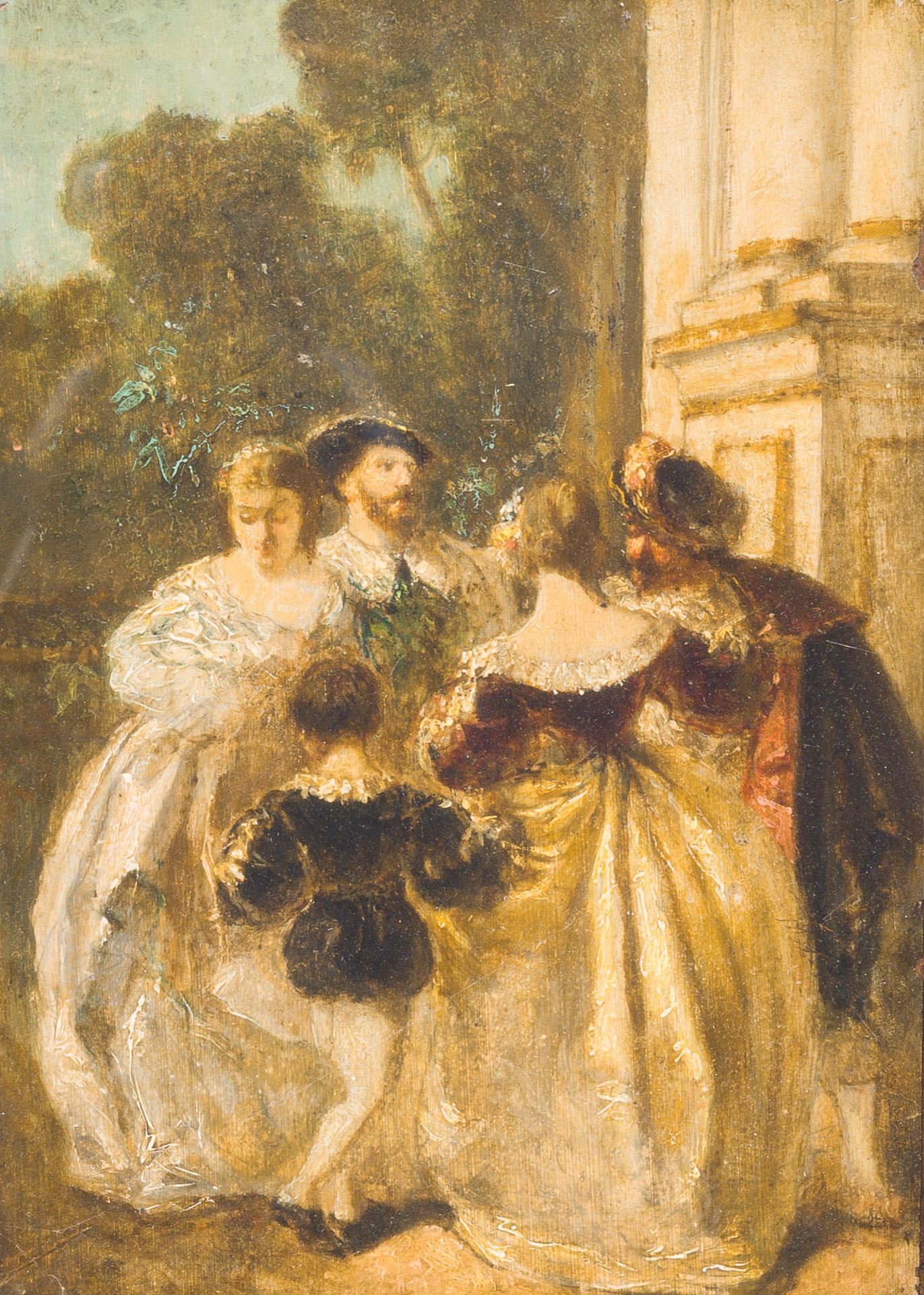 European school: Gallant scene, oil on panel, 19th C.