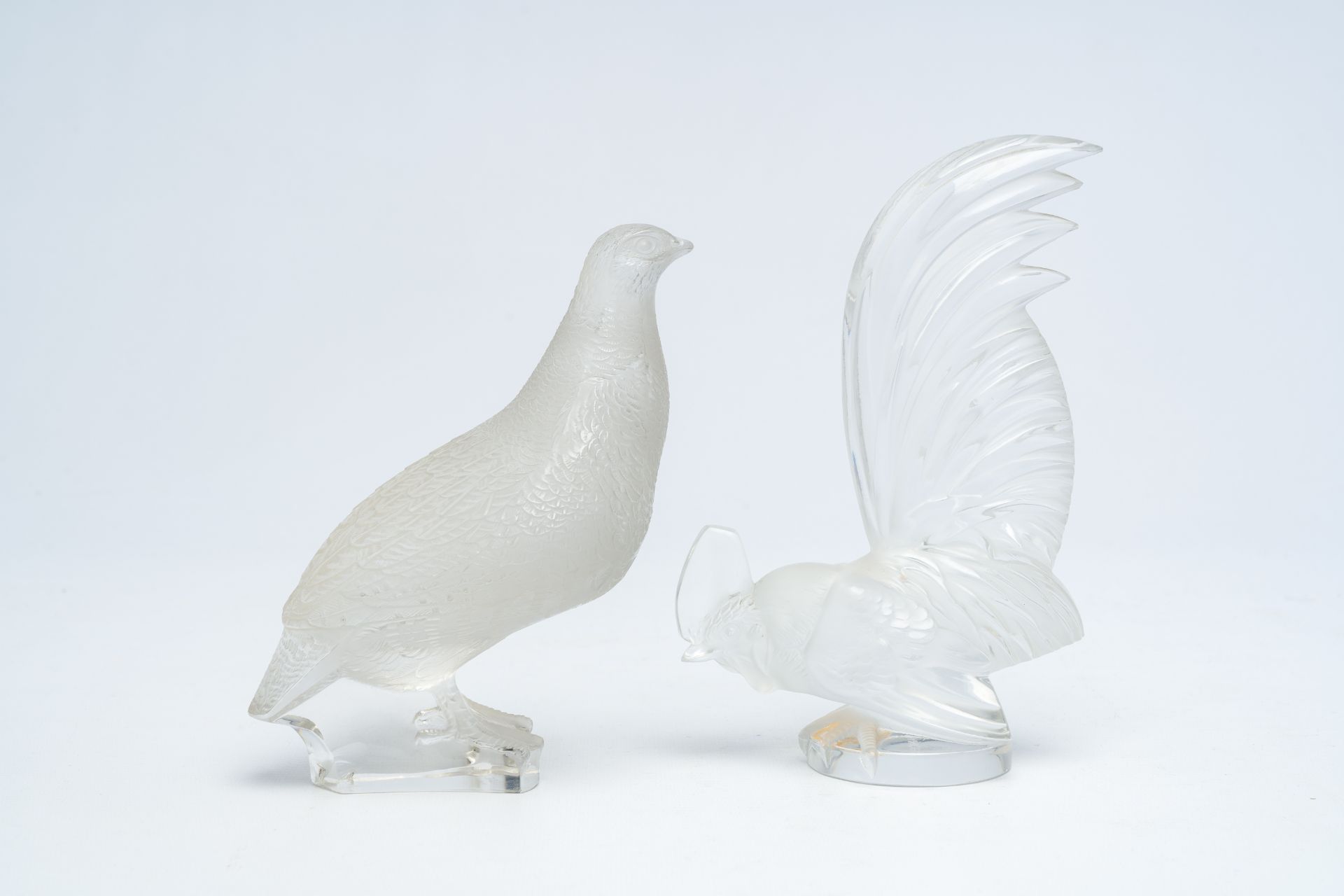 Two glass models of a rooster and a quail, marked Lalique France, 20th C. - Bild 2 aus 8