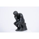 Auguste Rodin (1840-1917, after): The thinker, bronze with green marbled patina, 20th C.