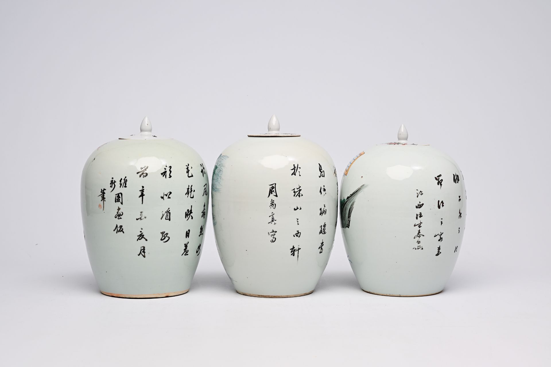 Six Chinese famille rose and qianjiang cai ginger jars with floral and figurative design, 19th/20th - Bild 9 aus 34