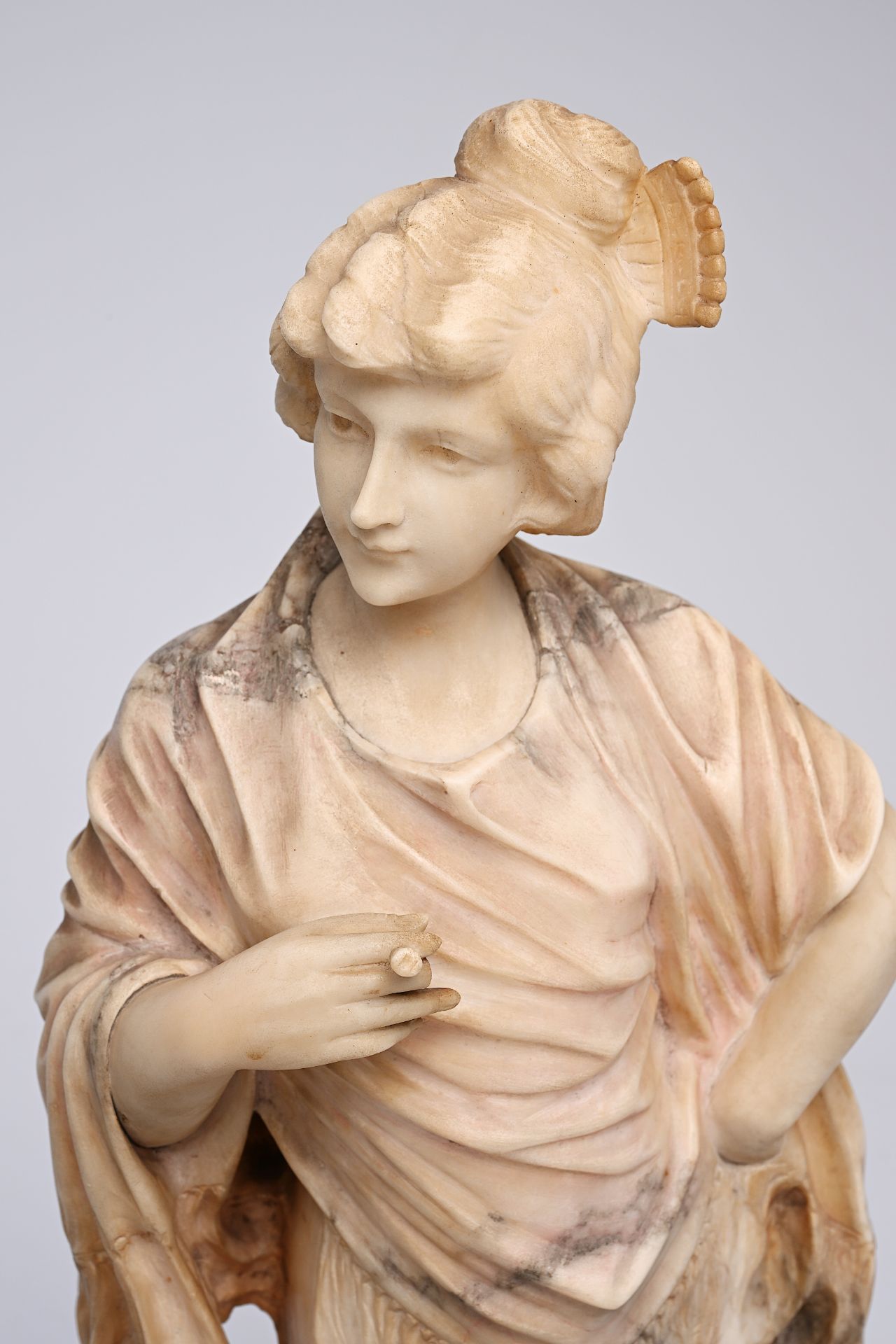 European school: High society lady in going out clothes, alabaster, first half 20th C. - Image 11 of 13