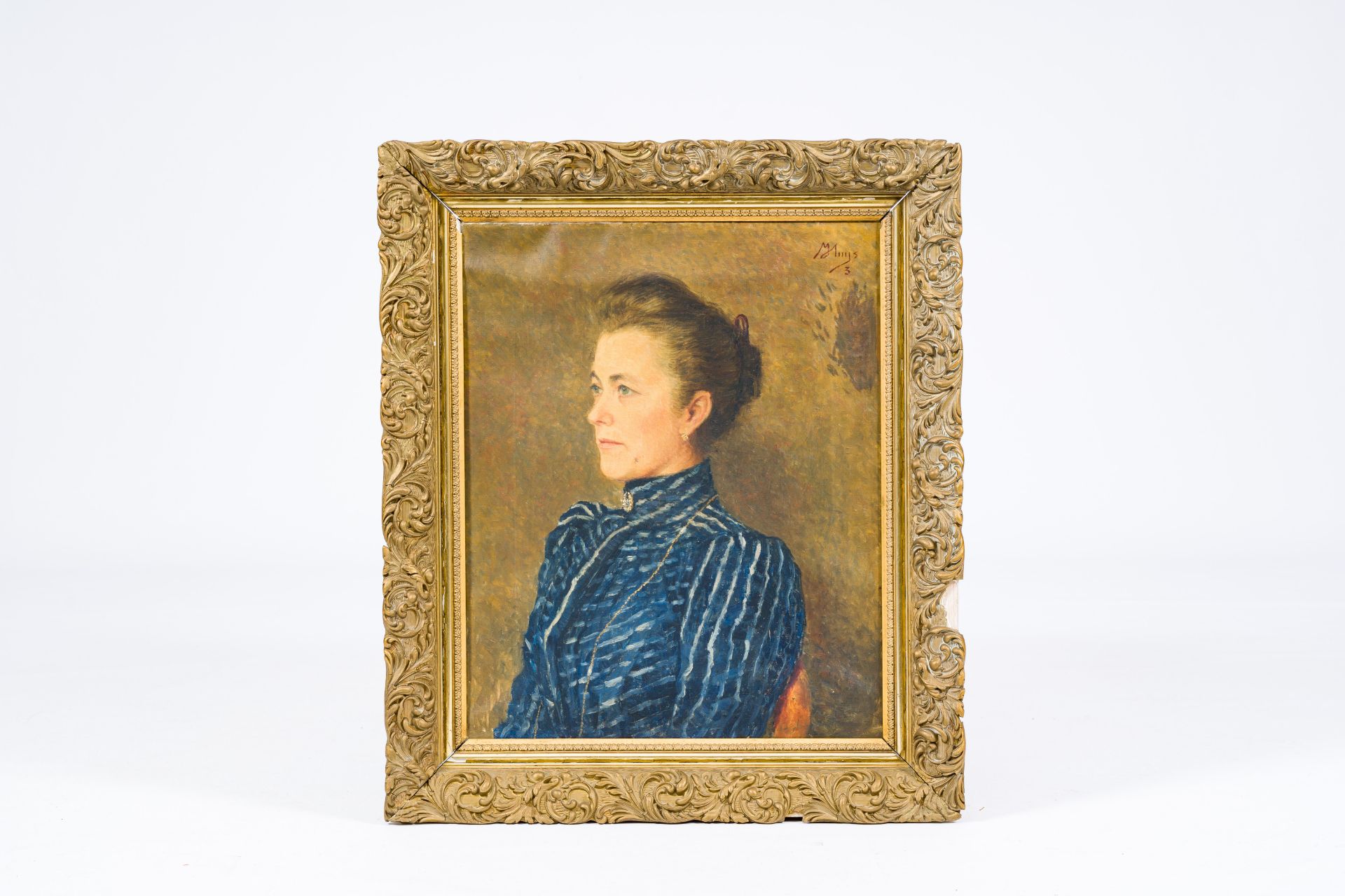 Modest Huys (1874-1932): Portrait of Domithilde Derache, oil on canvas - Bild 2 aus 5