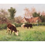 Aymar Alexandre Pezant (1846-1916): Cows in a meadow, oil on canvas
