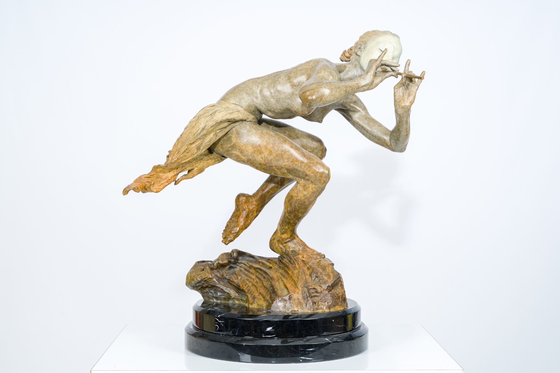Richard MacDonald (1946): 'The Piper', patinated bronze on a marble base, ed. 13/90, dated (19)98 - Image 2 of 8