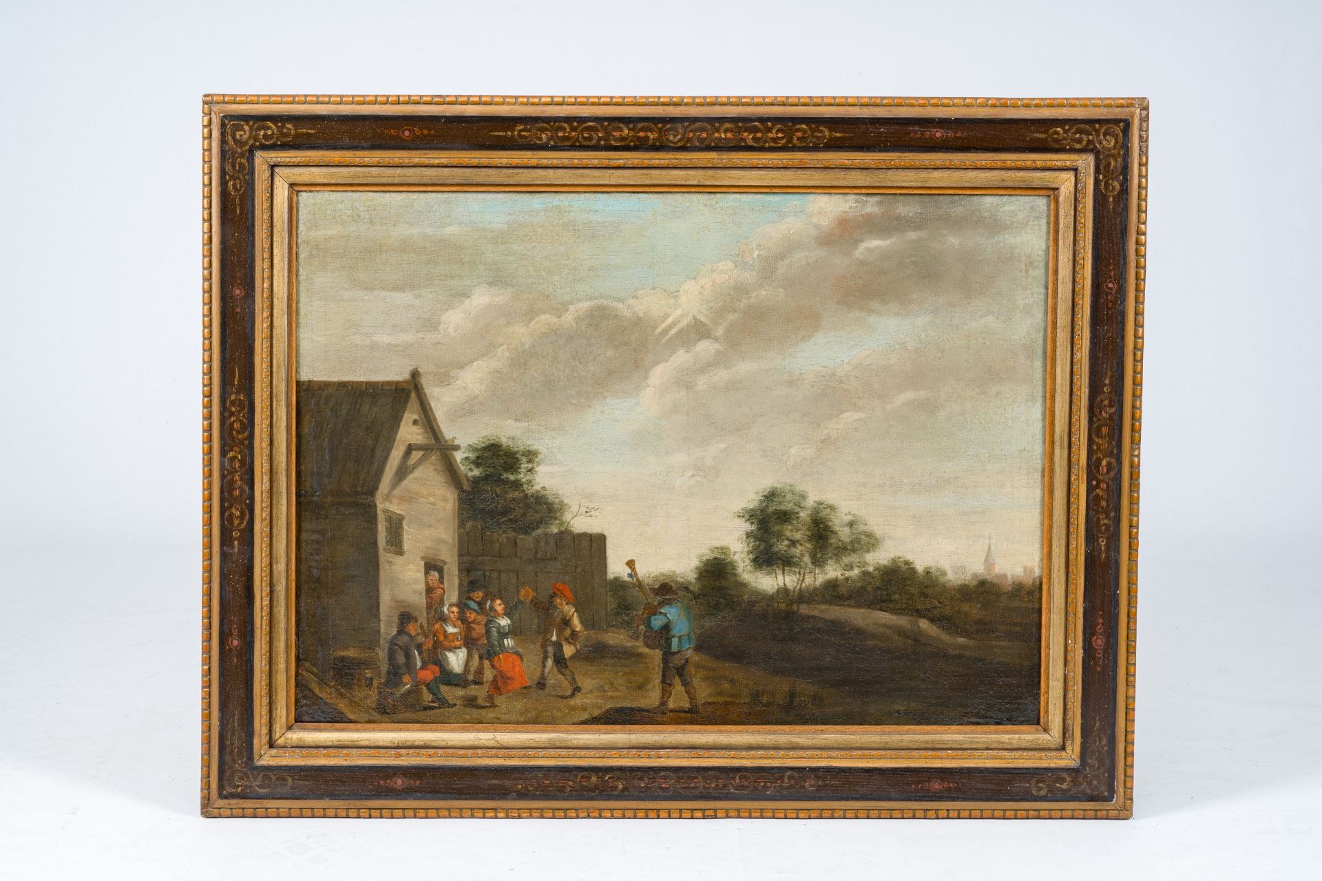 Flemish school: Peasants making merry at an inn, oil on canvas, first half 18th C. - Image 2 of 3