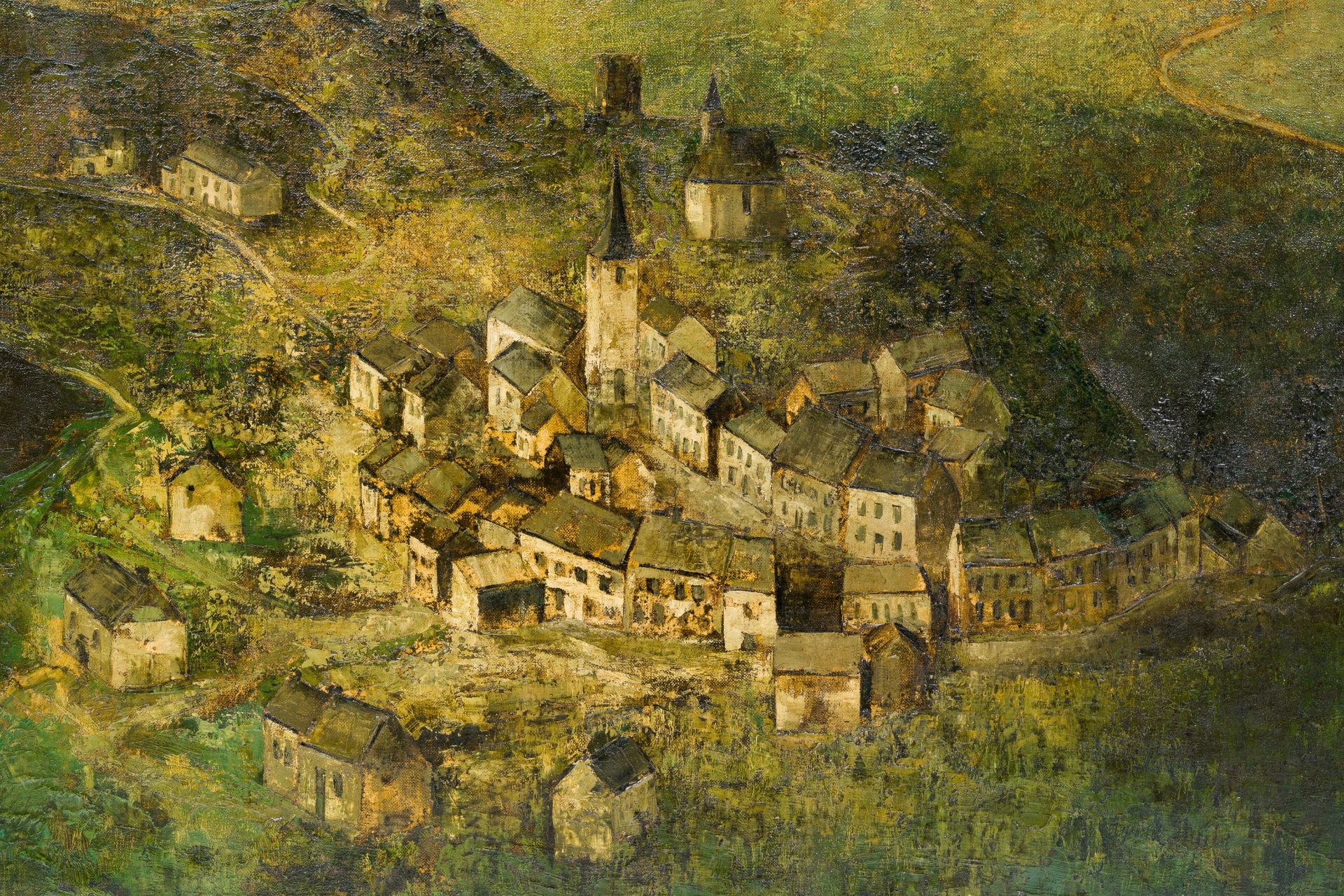 Leo Piron (1899-1962): View of Vianden in Luxembourg, oil on canvas - Image 4 of 4