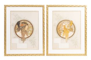 Alphonse Mucha (1860-1939): 'TÃªtes byzantines', lithographs in colours, ca. 1900