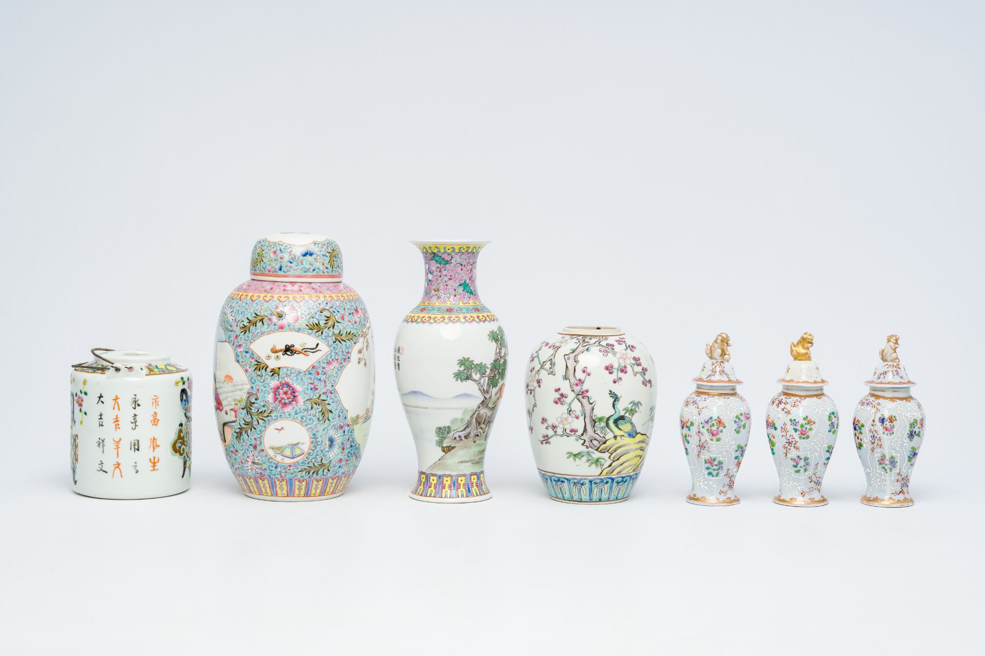 A varied collection of Chinese famille rose porcelain and three French Samson famille rose style 'ar - Image 9 of 17